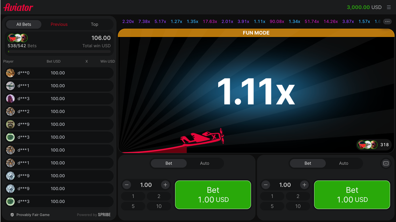 Glory Casino Aviator game